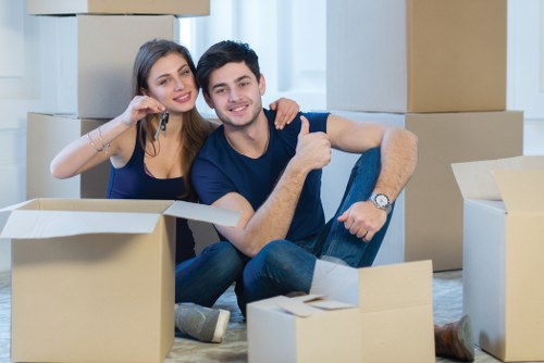 Flat removals team preparing an apartment move in Ealing