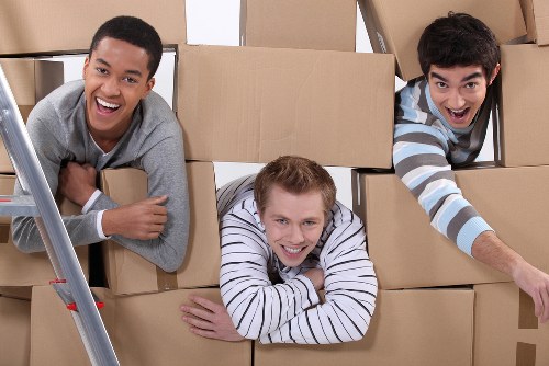 Packed student belongings ready for collection in Ealing
