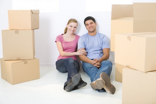 Packed boxes and furniture ready for a local Ealing relocation