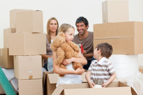 Packed boxes and household items prepared for transport